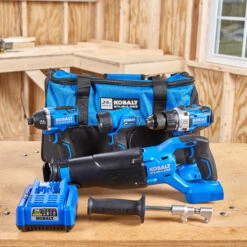 Kobalt 4-Tool 24-Volt Lithium Ion Brushless Power Tool Combo Kit With Soft Case With Battery And Charger -Kobalt 32018714e L